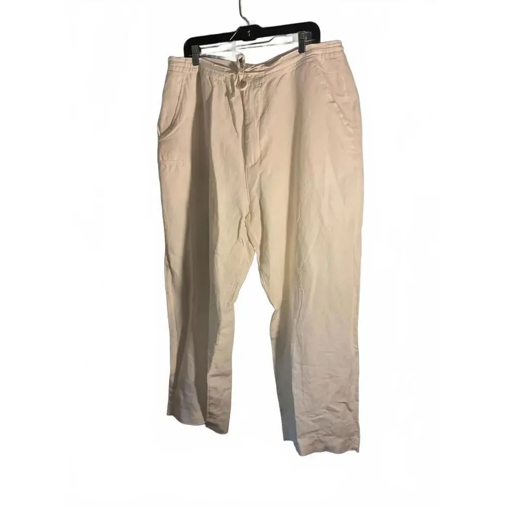 Linea Uomo Men's White Linen Blend  Lined Loose and Flowy Pants 40 x L30